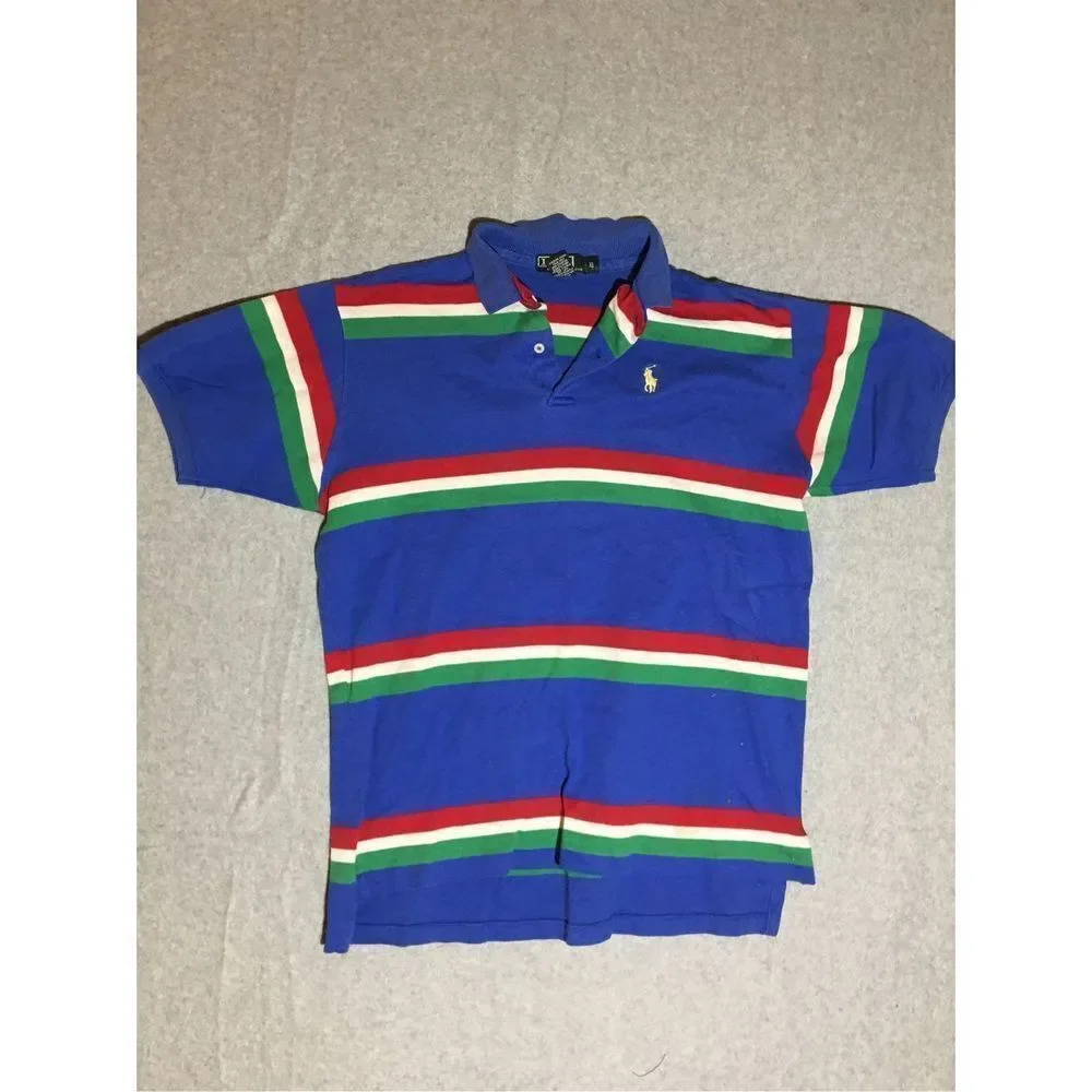 Kids Polo by Ralph Lauren Polo Size XL Blue Red Green Striped Shirt Made in USA